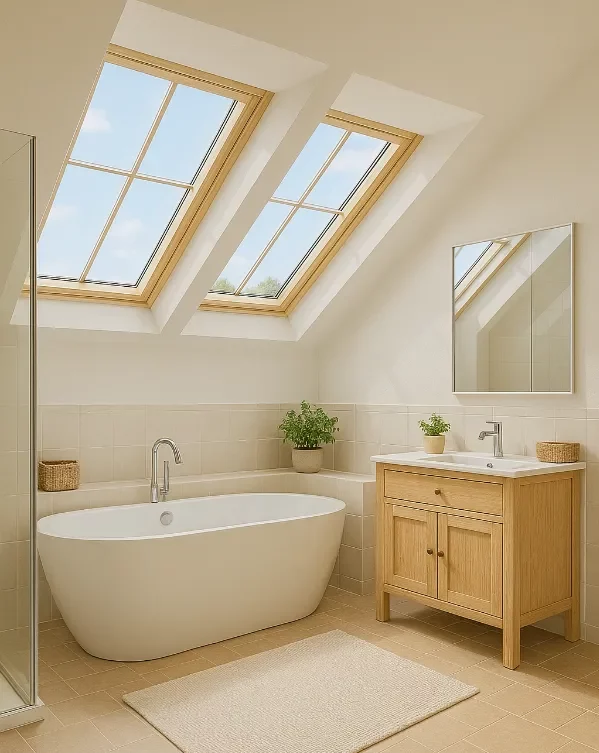 Dachfenster im Badezimmer
